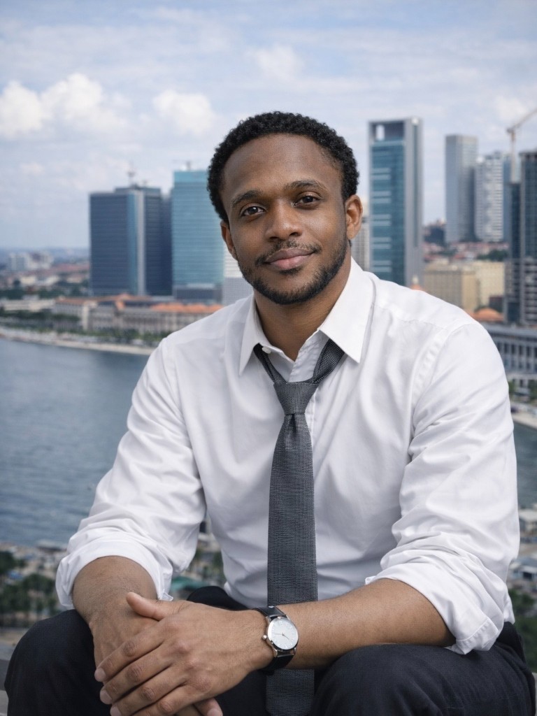 Fábio G. Massanga overlooking the Luanda skyline
